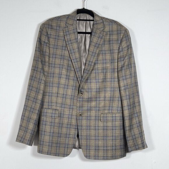 TailoRed Loro Piana Blazer Mens Sz 44R Plaid 2 Button Silk Wool Linen Blend - Picture 1 of 16